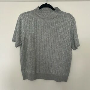 Metallic Short Sleeve Sweater